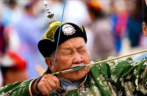 A Mongolian archer at the Naadam Festival