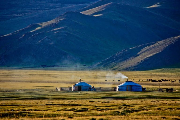 One of the 'eternal' landscapes of Mongolia - gers in the central Khangai Mountains.