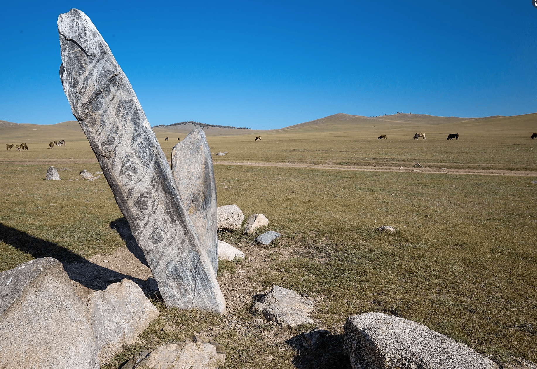 Mongolian deer stone in eastern Mongolia