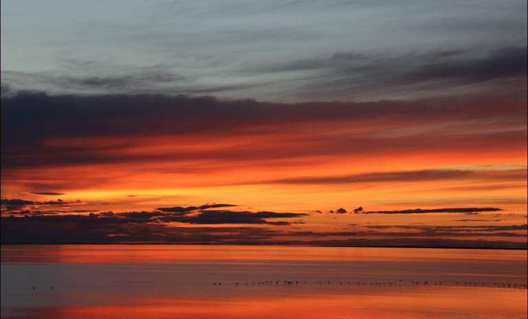 Sunset over Buir Nuur in Dornod Aimag - Mongolia's eastern most province.