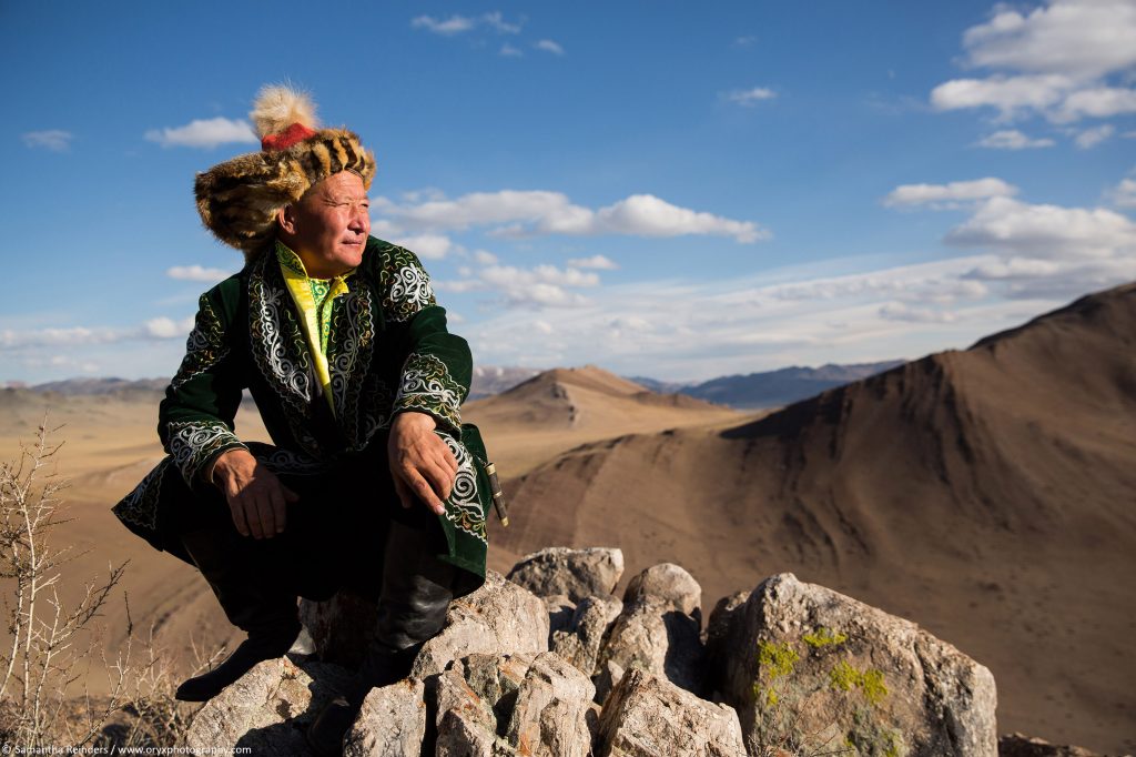 The is Bashakhan - a Kazakh eagle hunter from Bayan Ulgii Province in western Mongolia that we work with