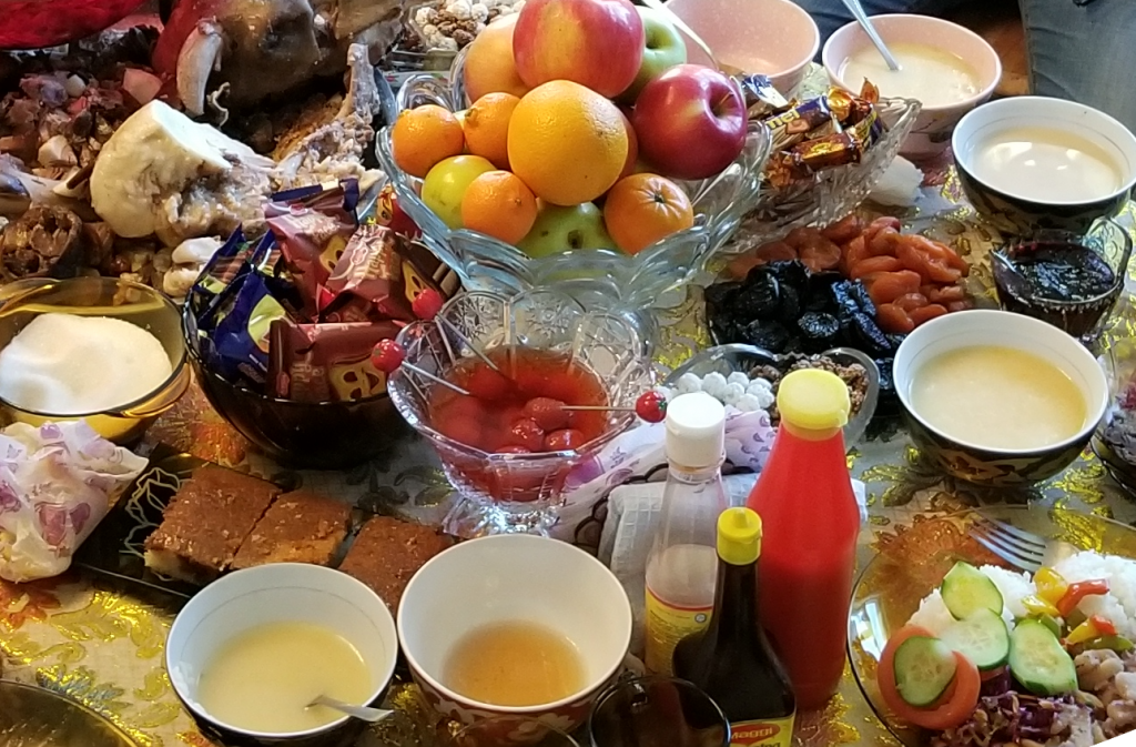 The traditional table of the Nauryz Festival in Mongolia