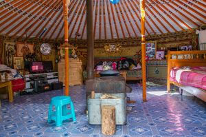 The interior of a Mongolian ger