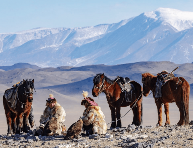 Kazakh eagle hunters Mongolia