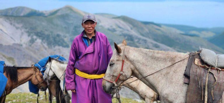 Horse wrangler on our horse riding tours in Mongolia!