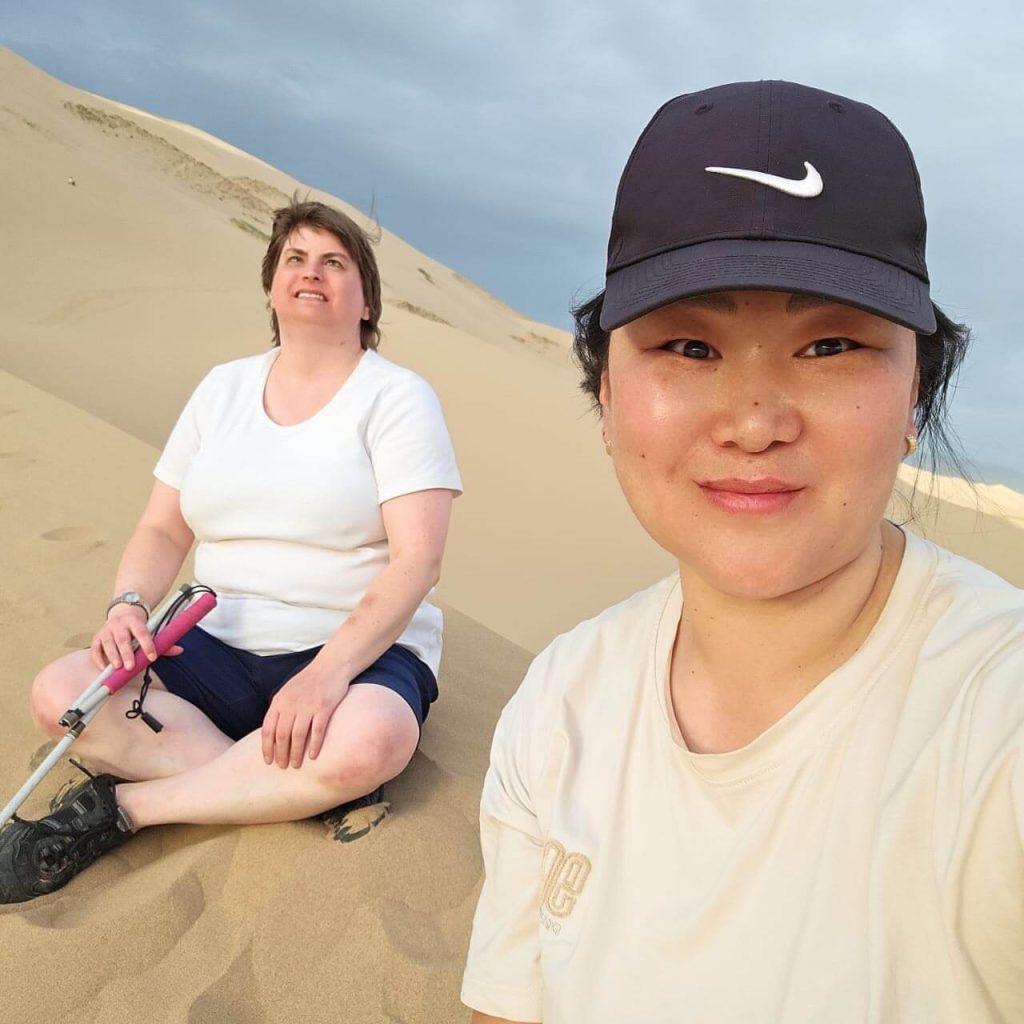 Blind traveller in Mongolia on accessible tour