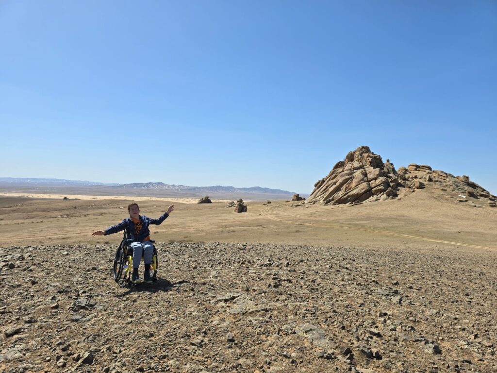 Wheelchair user in Mongolia, accessible tours