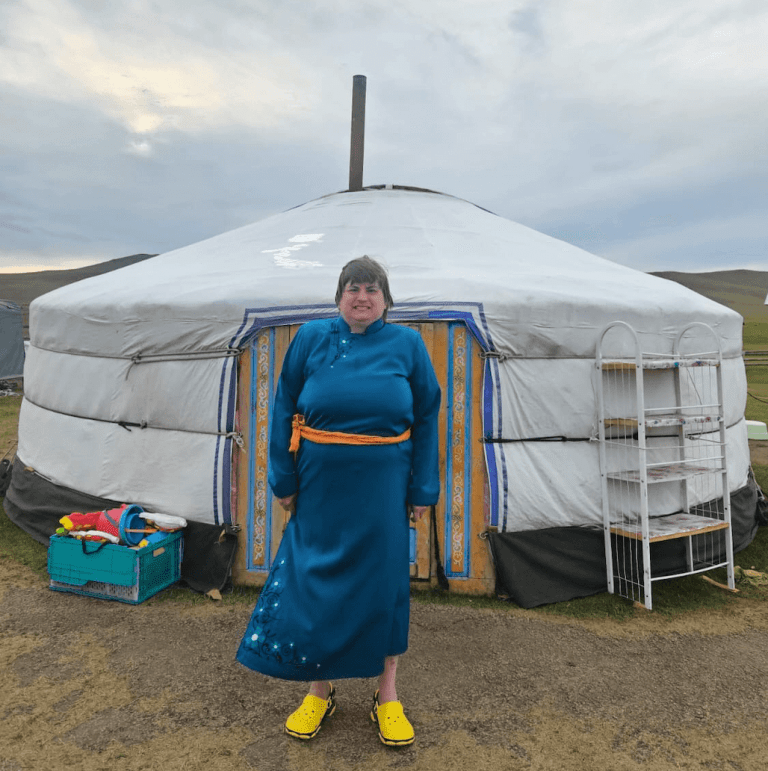 Blind traveller in Mongolia on accessible tour