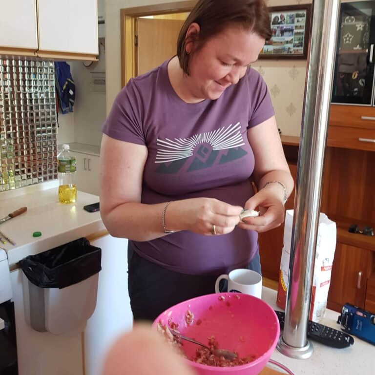 Making buzz - Mongolian dumplings -  at our cookery class in Mongolia