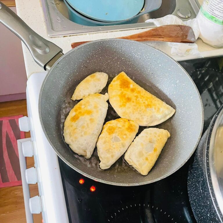 Khuurshuuur pancakes at our Mongolian cookery class in Ulaanbaatar