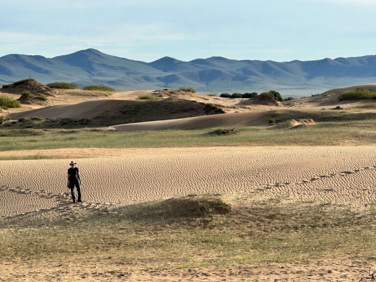 View of steppe and sand dunes with  Eternal Landscapes Mongolia