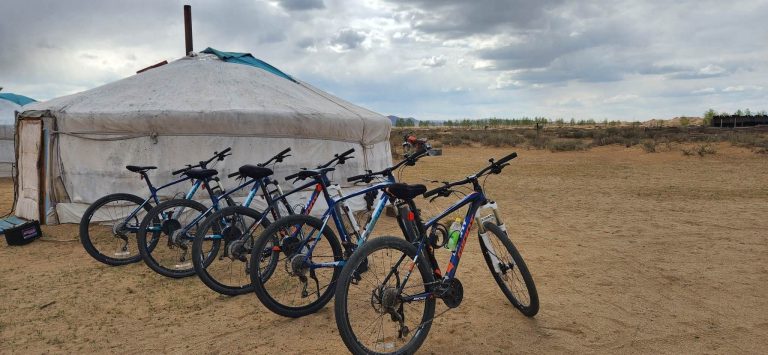 Mountain bikes on a cycling tour in Mongolia